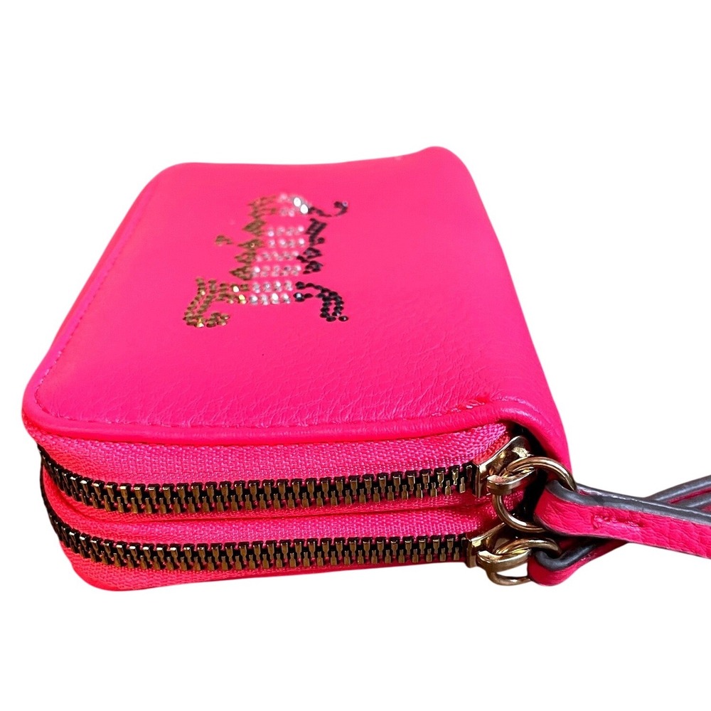 Juicy Couture Hot Pink Rhinestone Wallet Y2K McBling Ombre Crystal Zip Around - Picture 5 of 7
